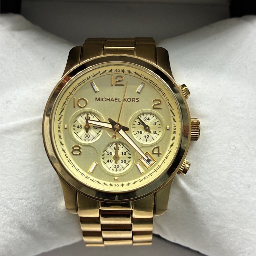 Michael Kors 18k Over Stainless Chronograph Watch - In Excellent Condition